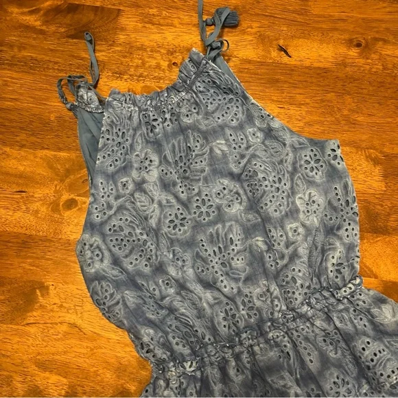 Anthropologie BTFL-Life Women's Blue Tie Dye Ruffle Mini Dress Eyelet Small - Picture 11 of 13